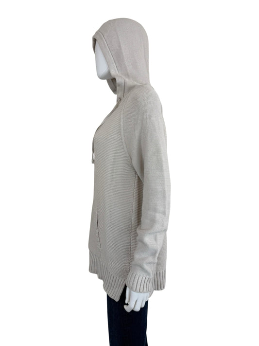 WHITE + WARREN Beige 100% Cotton Hooded Sweatr Size M