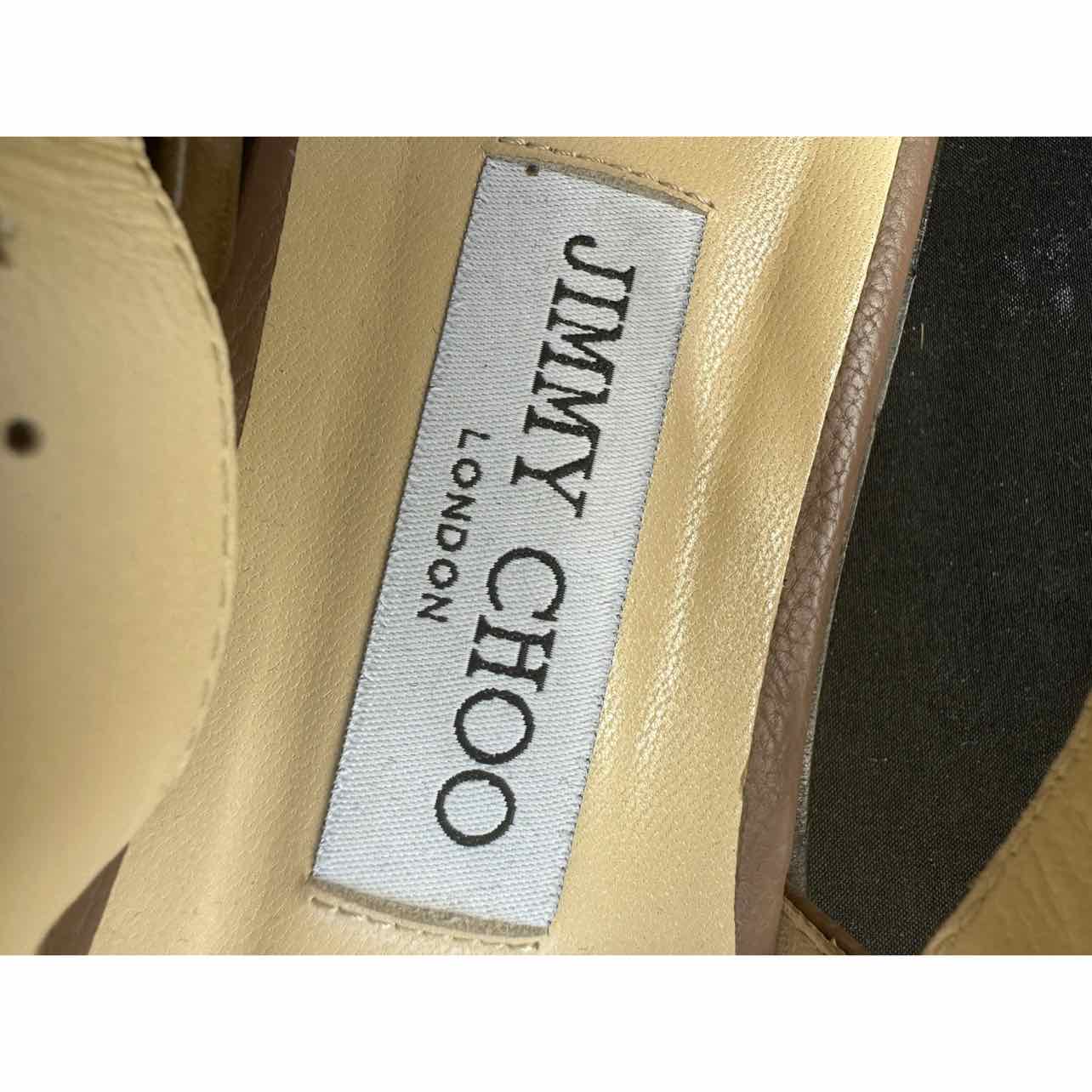 JIMMY CHOO Taupe Leather Sandals Size 38