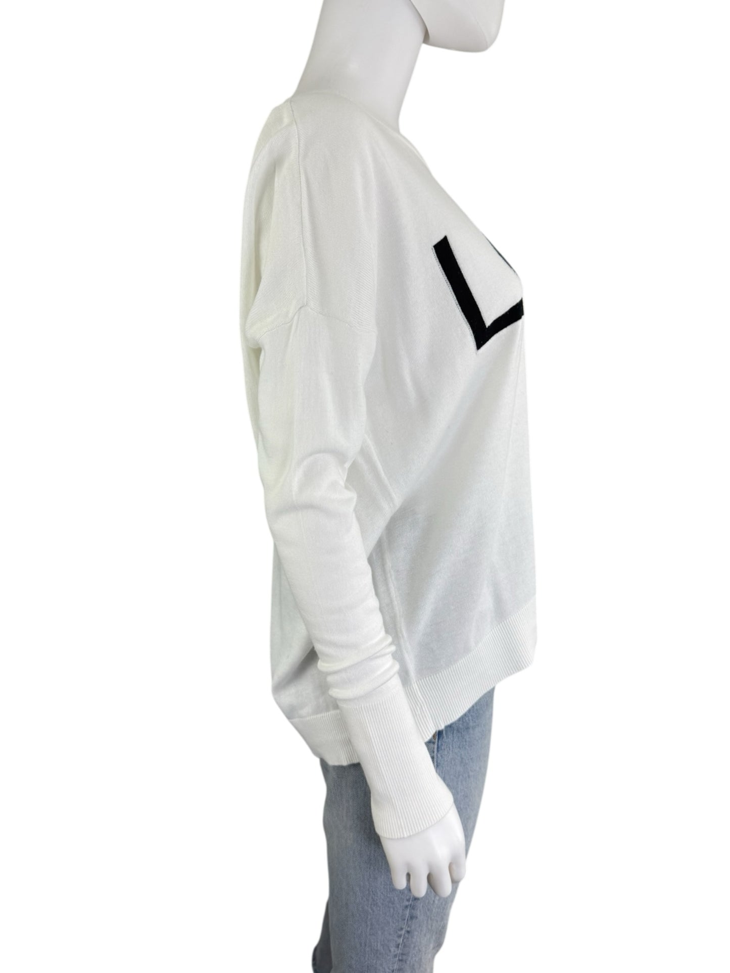 MILLY White LOVE Sweater Size L