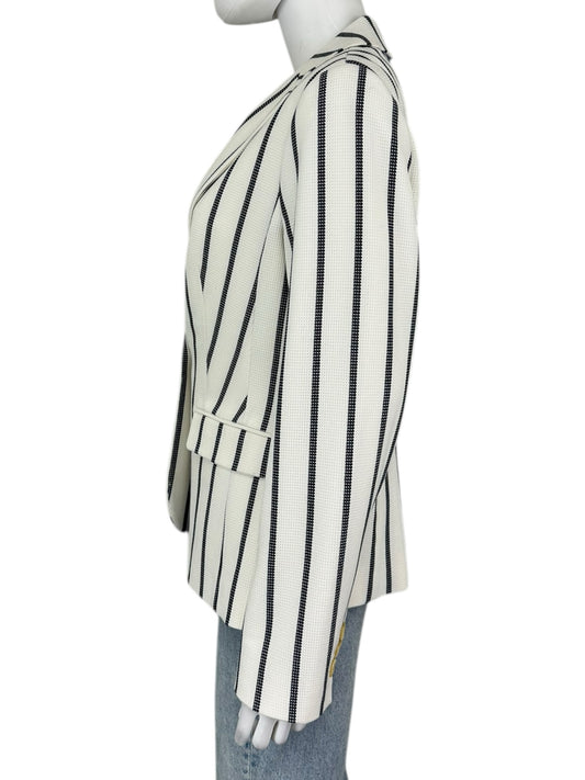 Talbots NWT White & Navy Vertical Stripe Blazer Size 8