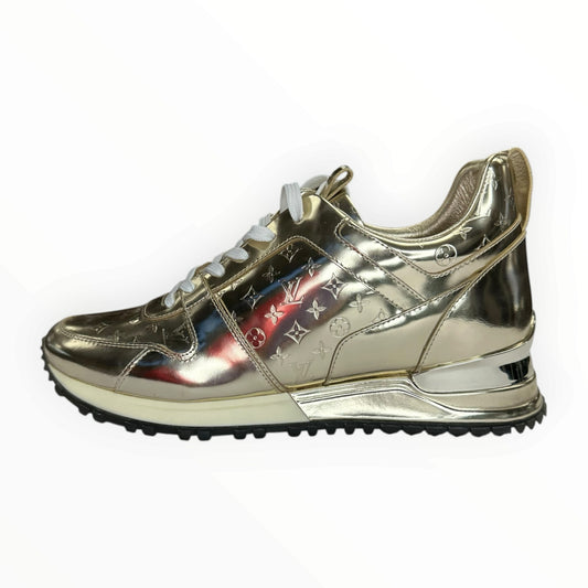 Louis Vuitton Gold Monogram Leather Run Away Sneakers Size 37