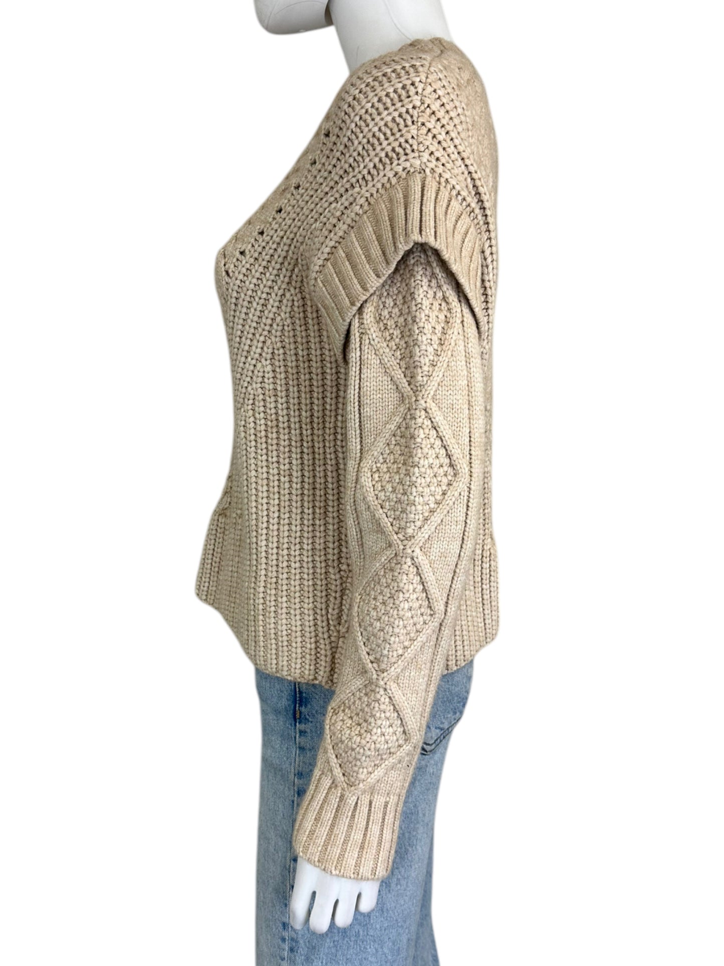 Jamison Tan Cable Knitted Sweater Size S