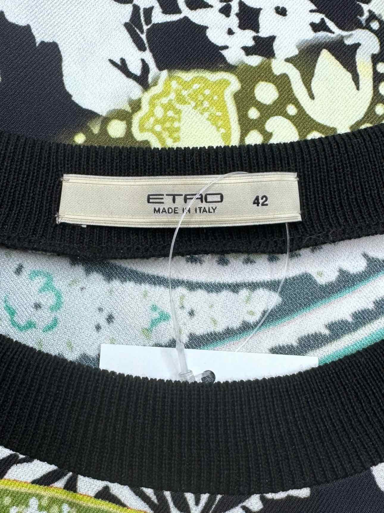 ETRO Green Paisley Print Popover Top Size 42