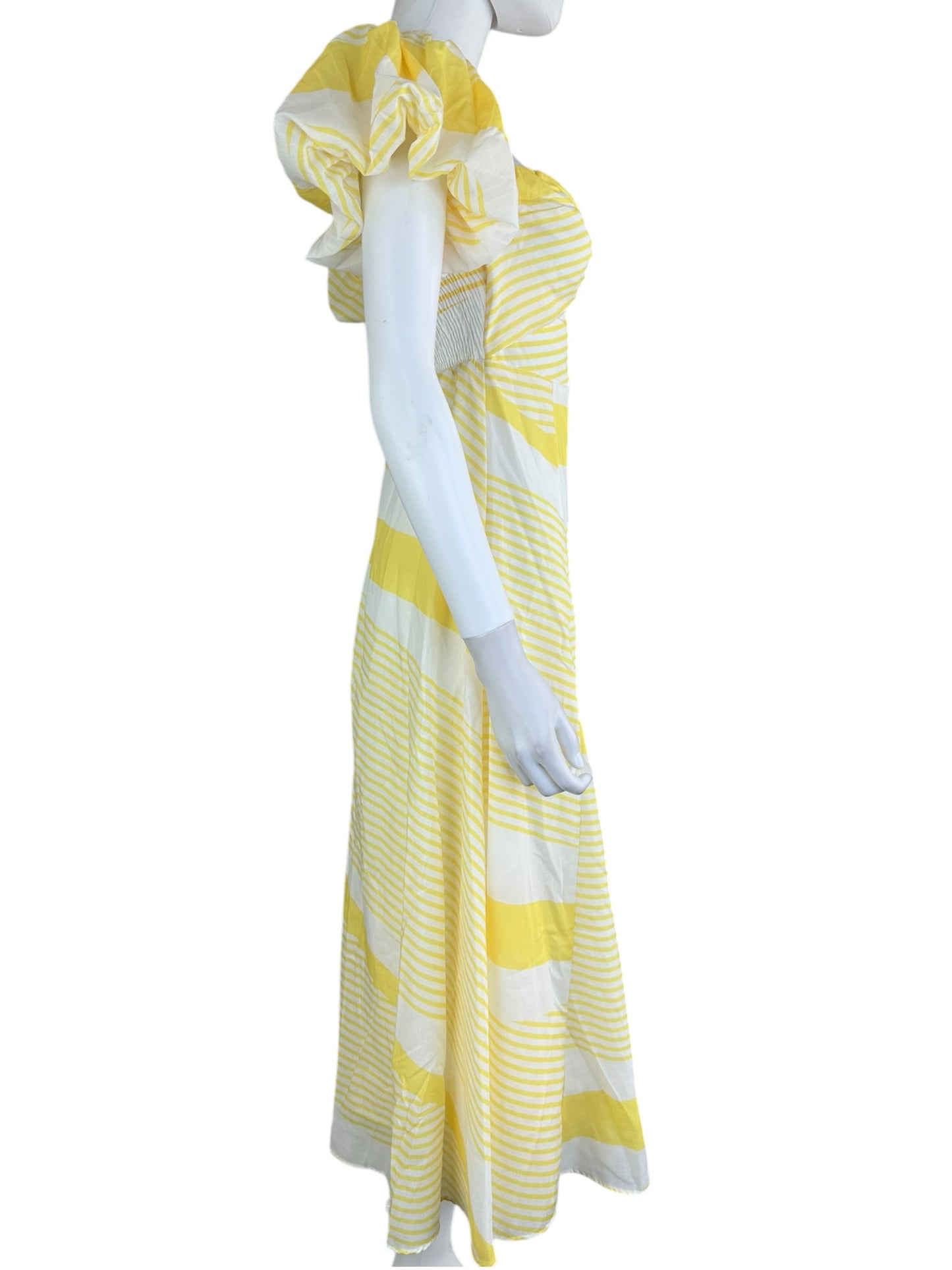 All About May NWT Yellow Puff Sleeve Maxi Dress Size 6