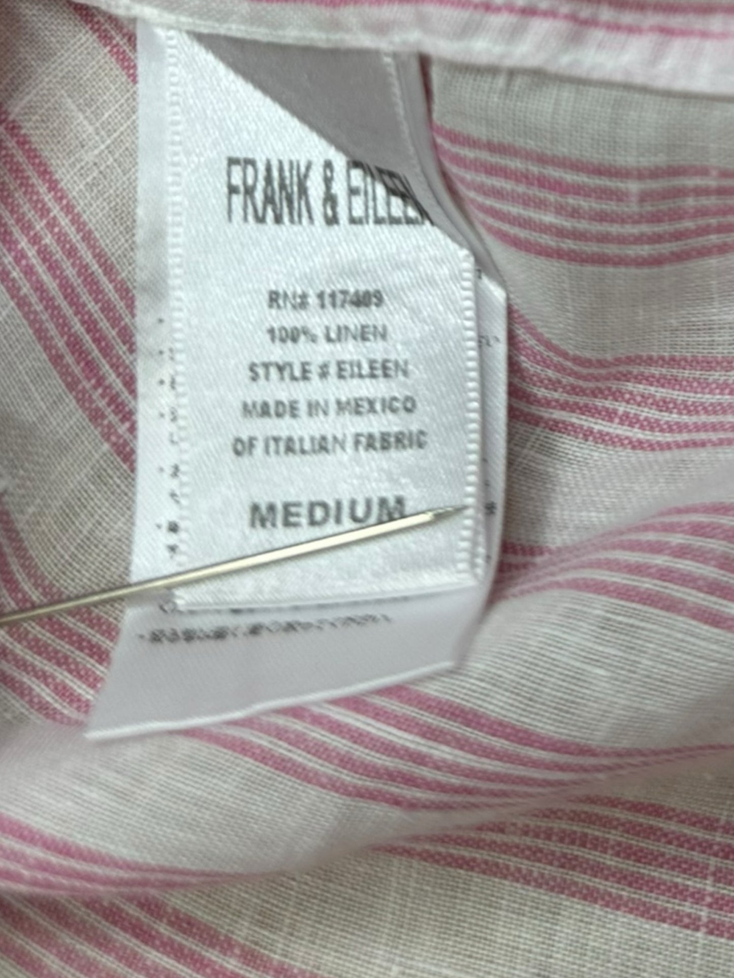 Frank & Eileen Pink and White Button-Down Shirt Size M
