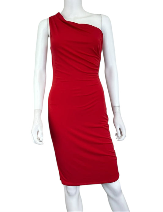 velvet BY GRAHAM & SPENCER Red One Shoulder Cocktail Dress Size S