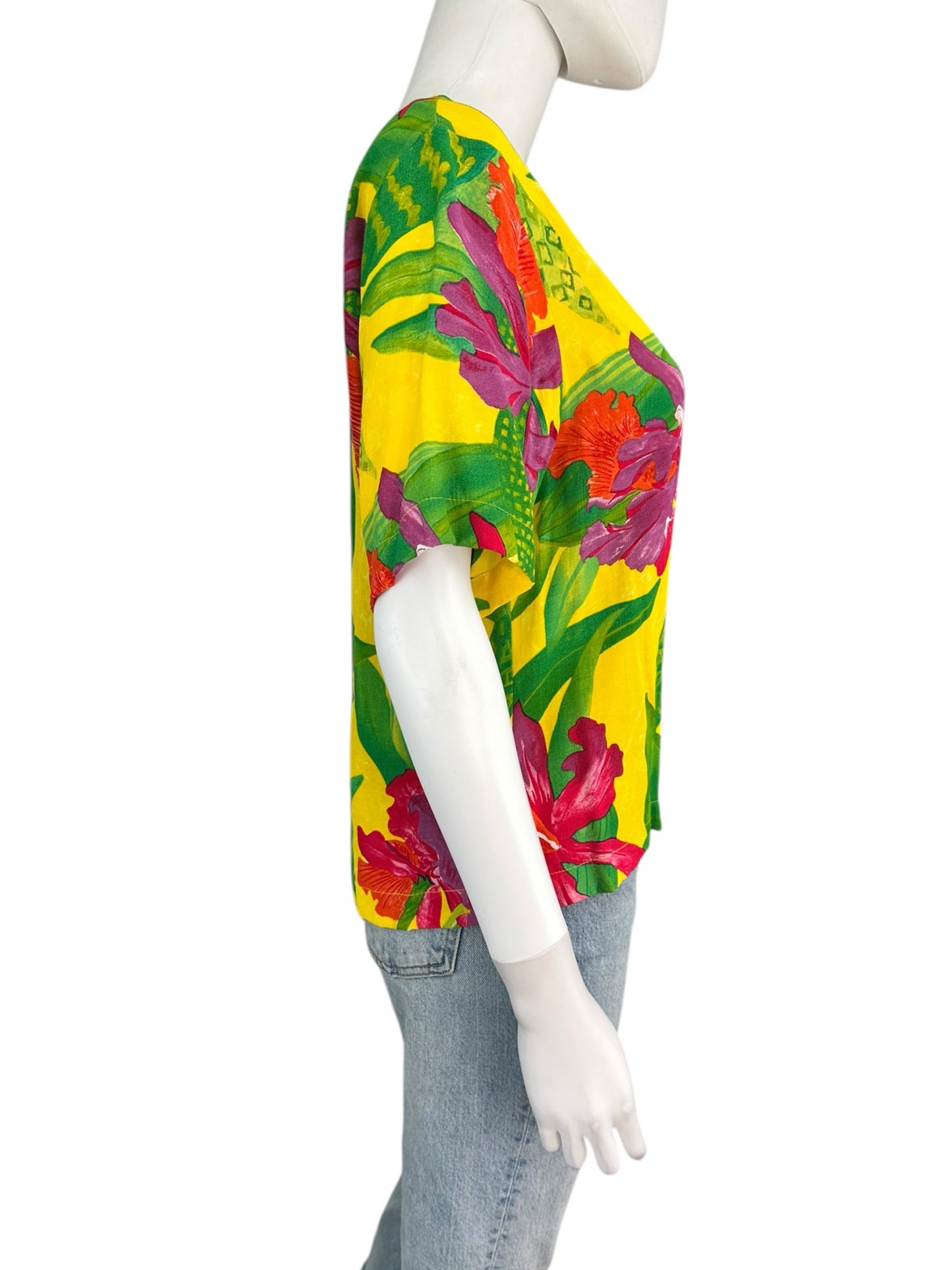 Vintge Karen Kane Tropical Floral Print Top Size 4