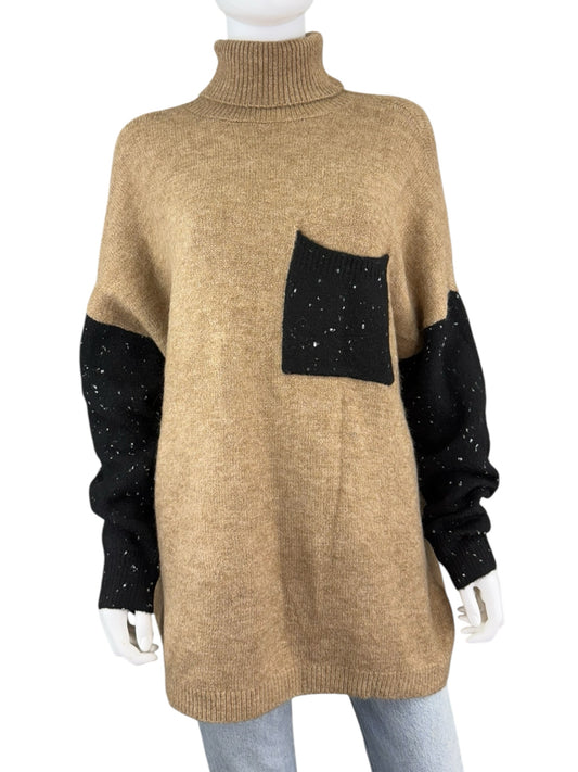 JOHN + JENN NWT Brown Colorblock Turtleneck Sweater Size M