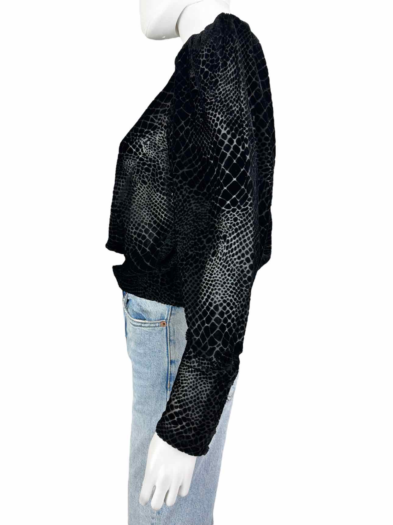 FRAME Black Velvet Croc Blouse Size S