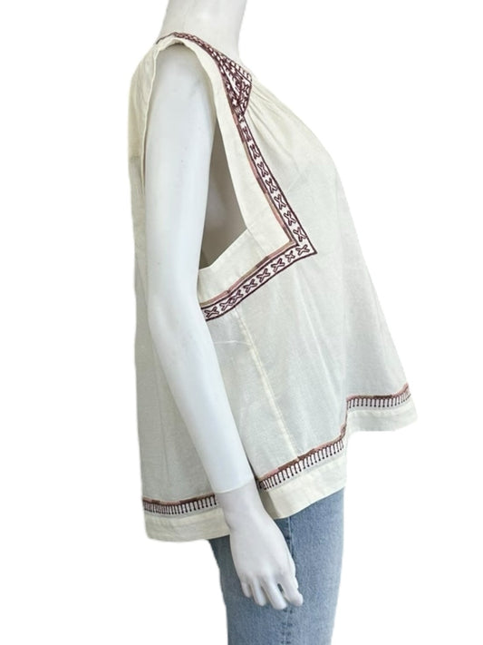Lucky Brand NWT Cream Embroidered Blouse Size XL