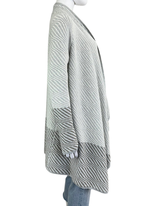 Lucky Brand NWT Grey and White Striped Knit Cardigan Size M