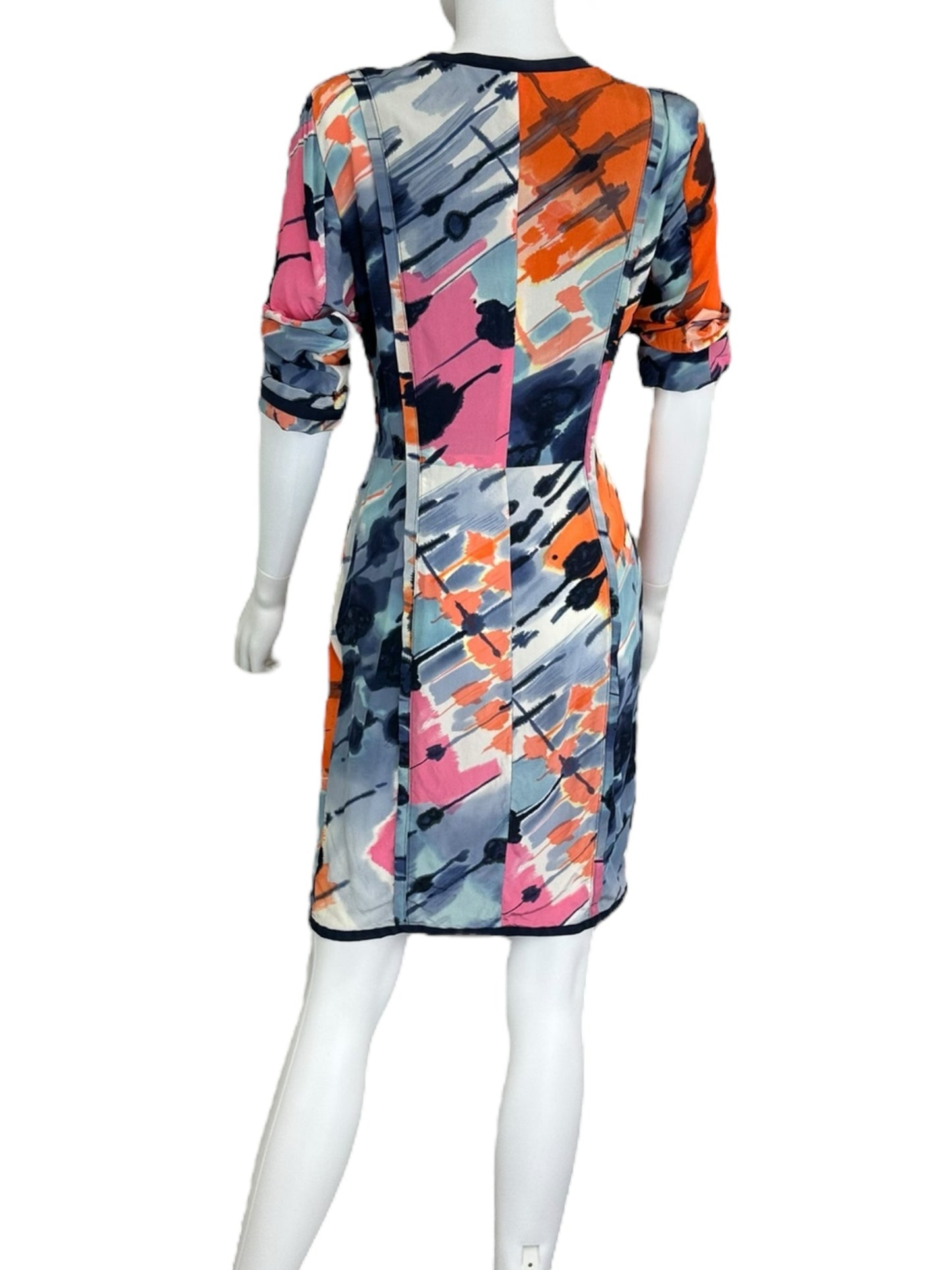 BCBGMAXAZRIA Multi-colored Silk Print Dress Size 6