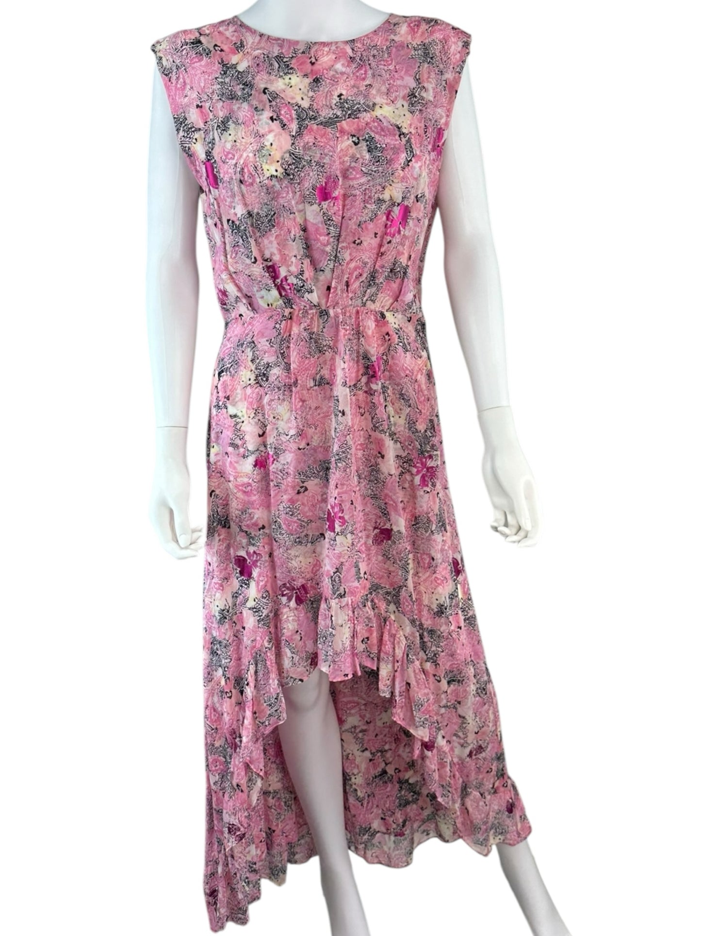 THE KOOPLES Pink Floral Midi Dress Size 3
