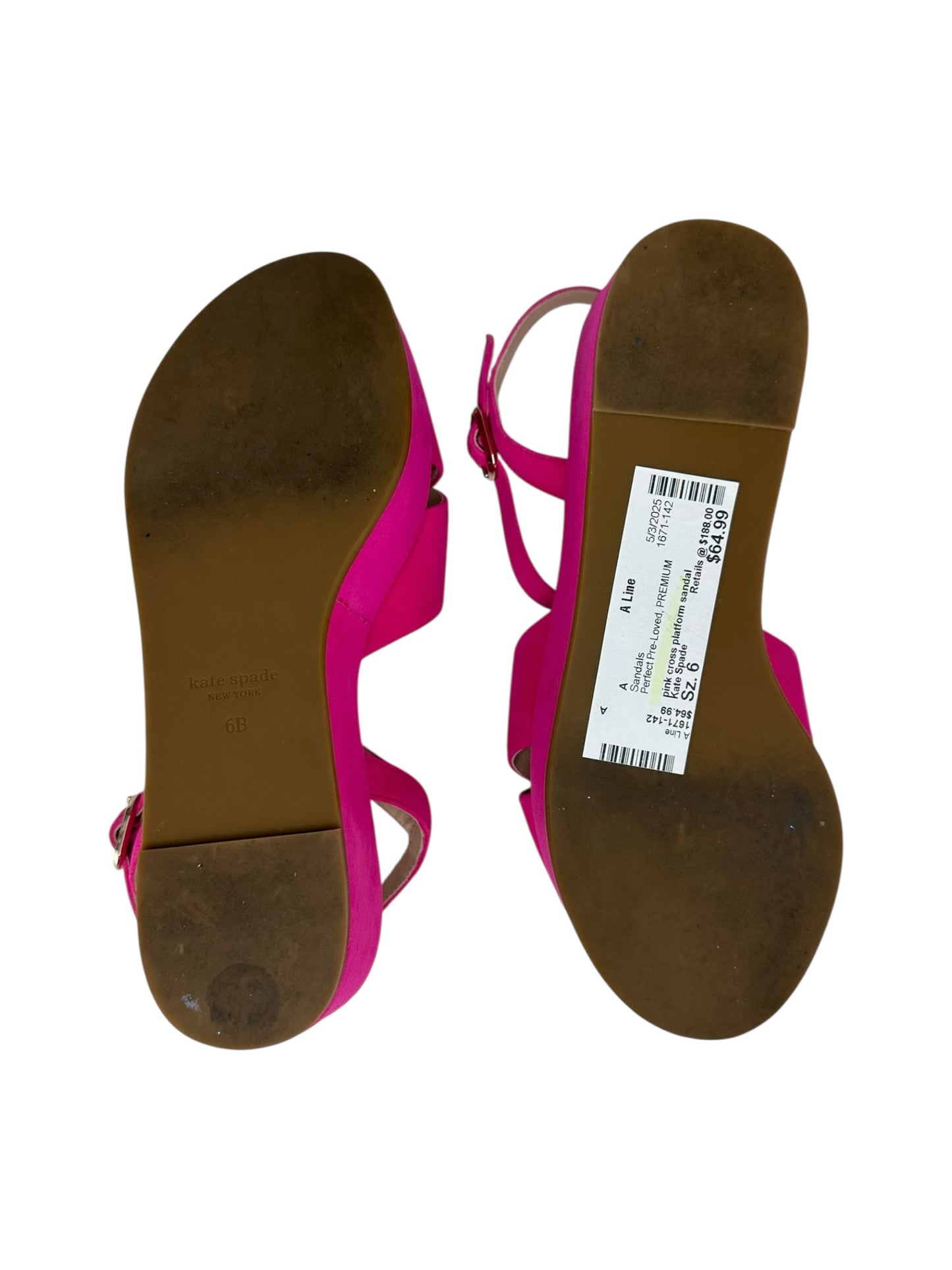 Kate Spade New York Pink Bunton Suede Platform Sandals Size 6