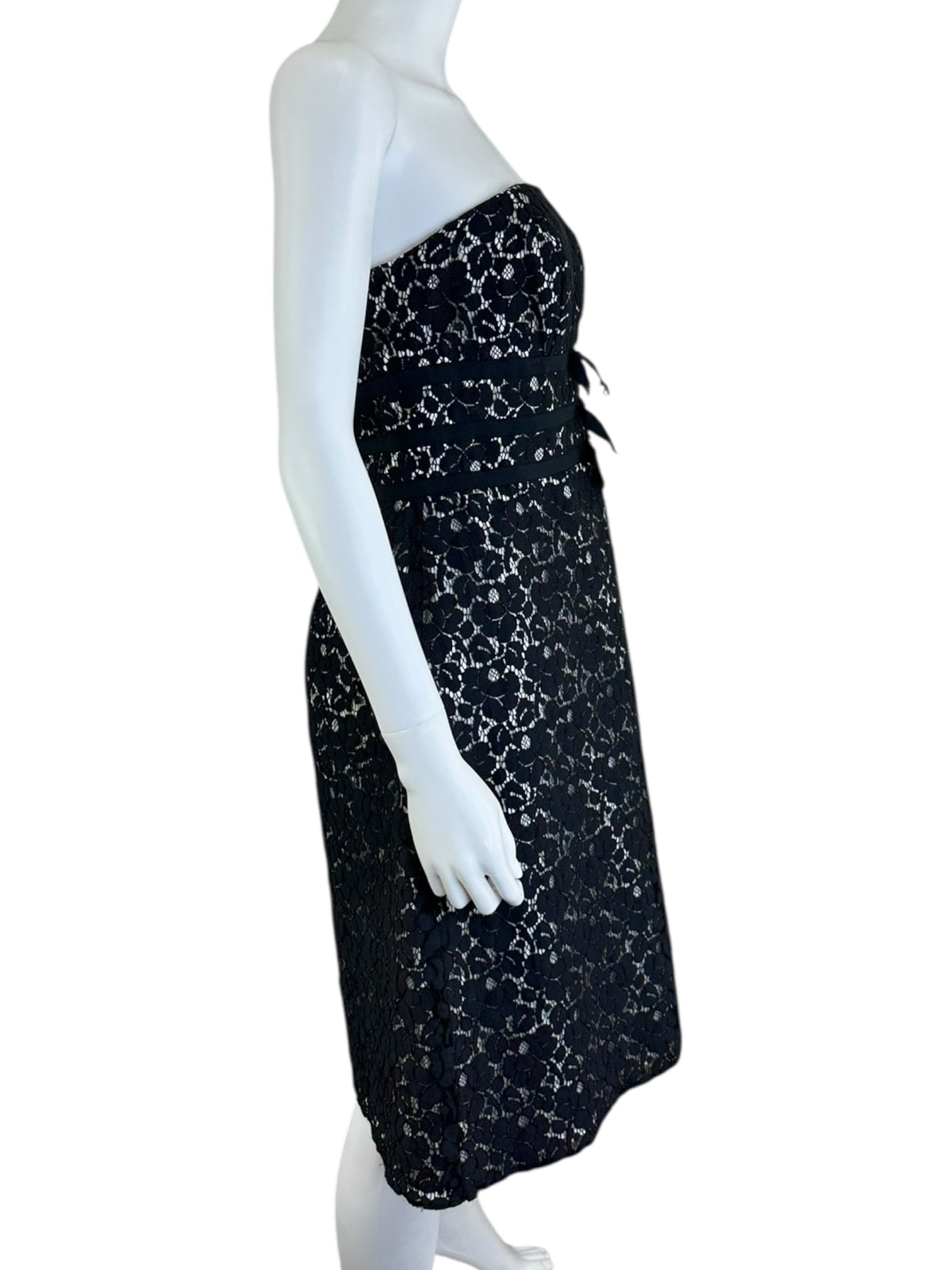 White House Black Market Black Lace Cocktail Dress Size 8