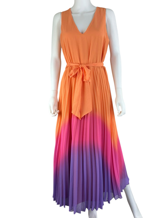 TAYLOR Ombre Pleated Maxi Dress Size M