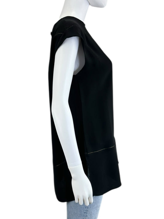 LAFAYETTE 148 NEW YORK 100% Silk Black Blouse Size M