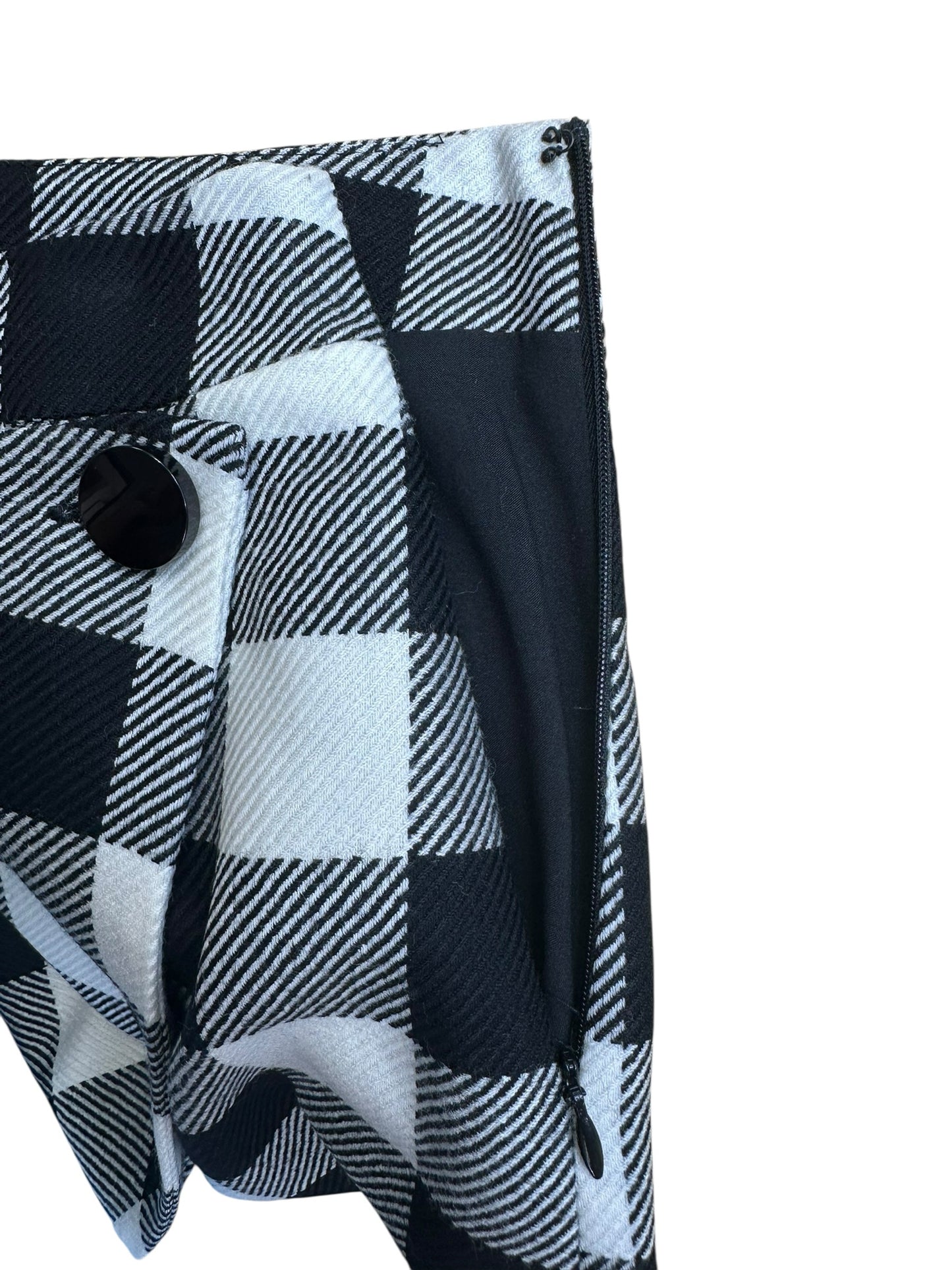 MILLY 100% Virgin Wool Black Plaid Skirt Size 2