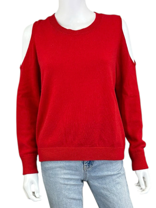 minnie rose Red 100% Cashmere Cold Shoulder Sweater Size S