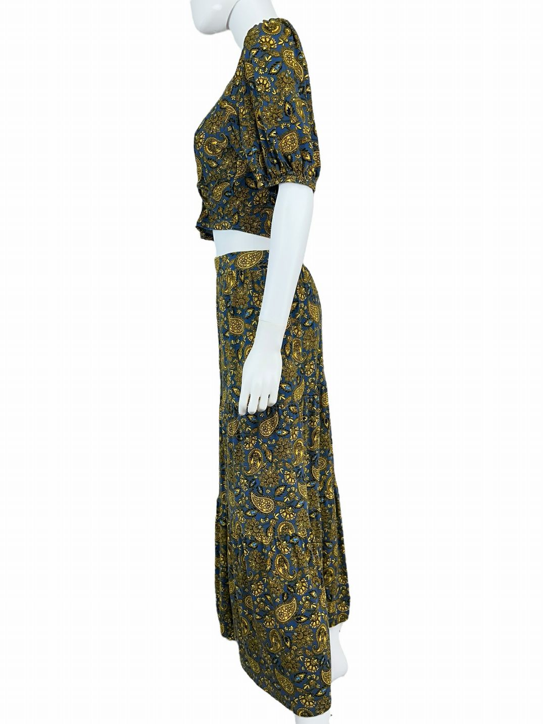 boden Blue Paisley Knot Detail Jersey Knit 2-piece Skirt Set Size 10