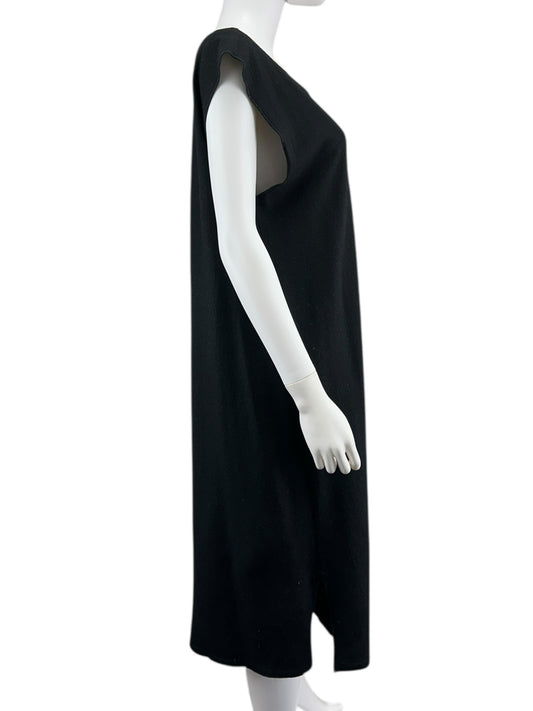 EILEEN FISHER Black 100% Wool Midi Dress Size L