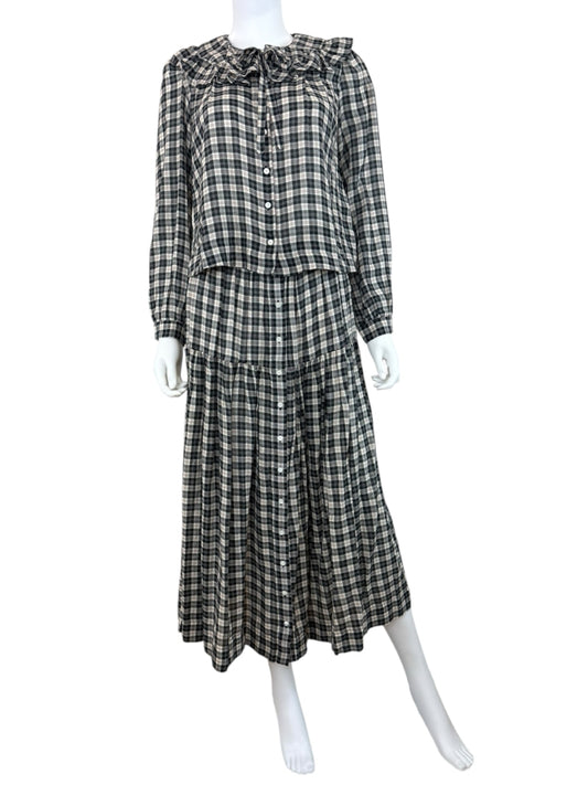 DOEN Black Gingham Check Skirt Set Size XS/S