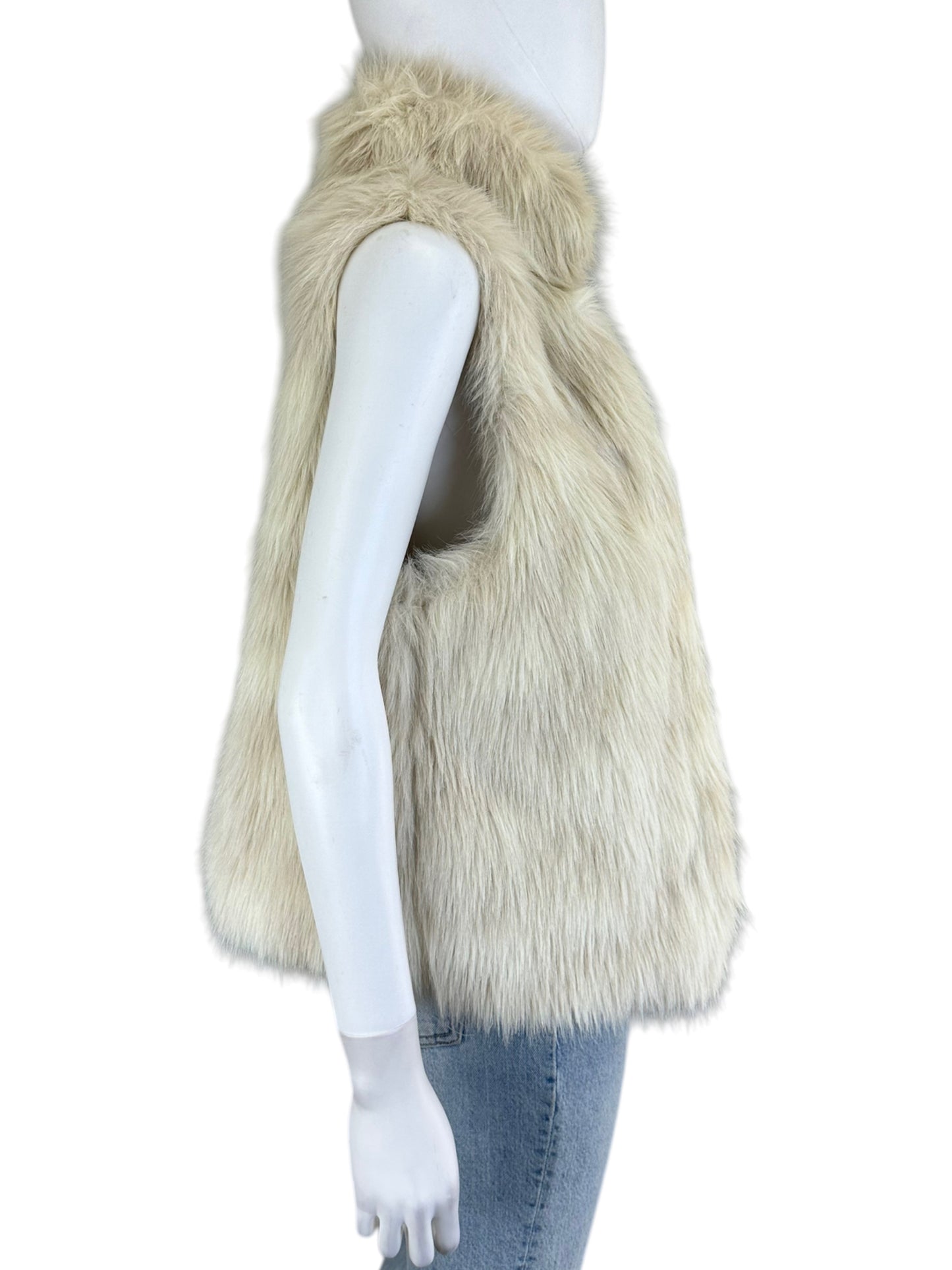 GIBSON LATIMER Cream Faux Fur Vest Size S