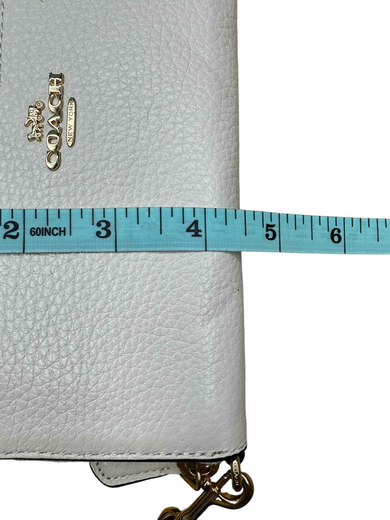 COACH Cream Leather Accordion Zip Wallet