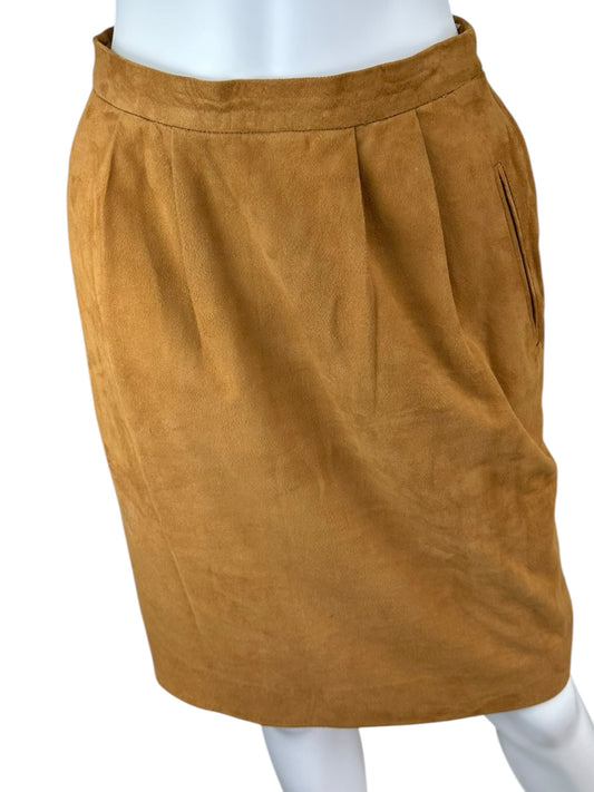 CARLISLE Tan 100% Suede Mini Skirt Size S