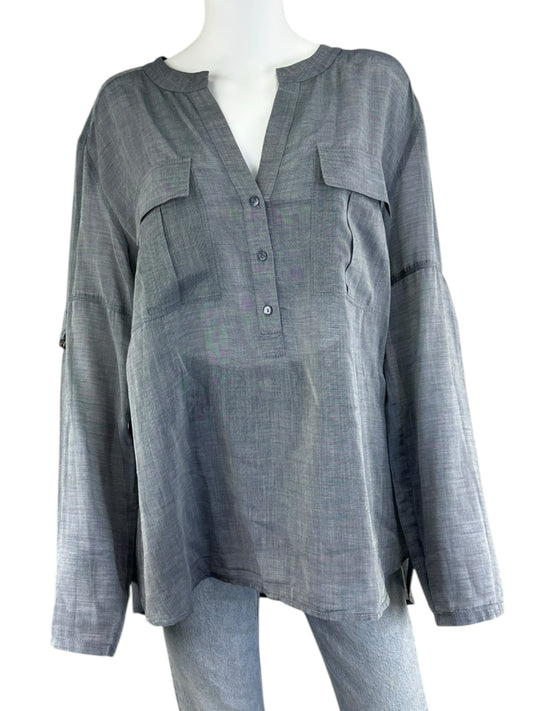 TRINA TURK Blue Chambray Top Size L