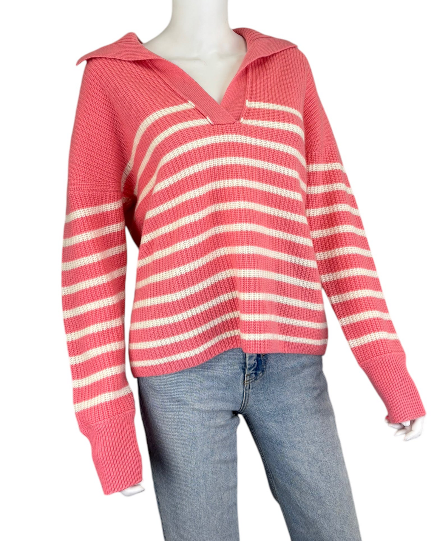 Vineyard Vines 100% Cashmere Pink Striped Sweater Size M