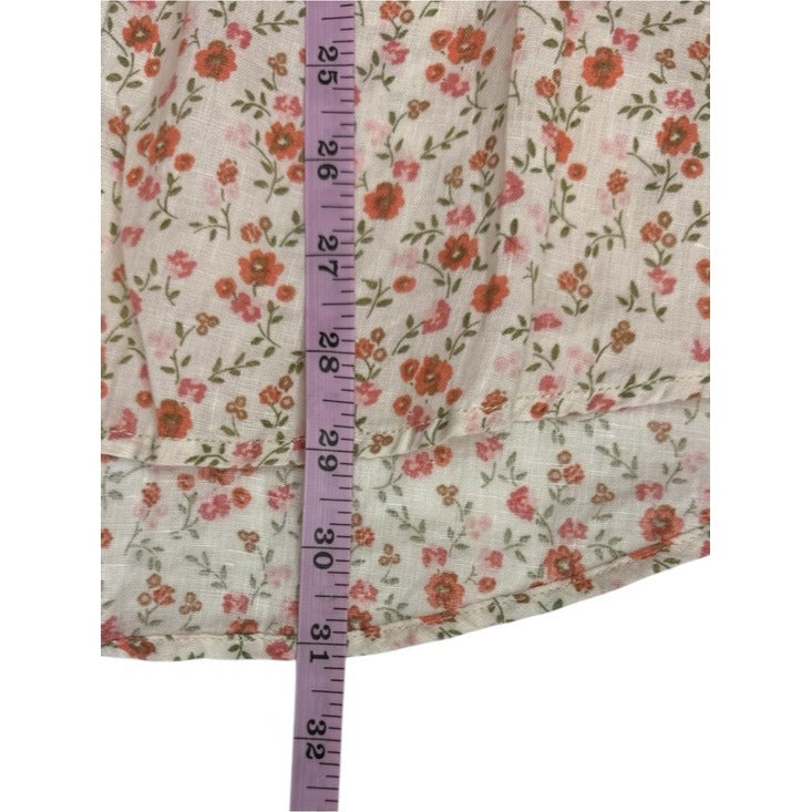 Cynthia Rowley 100% Linen Ditsy Florsl Print Button Doen Size L