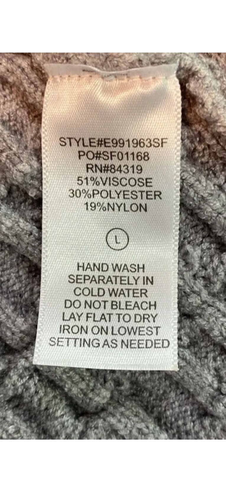 Evolution By Cyrus NWT Aneesa Gray Cable Knit Sweater Size S