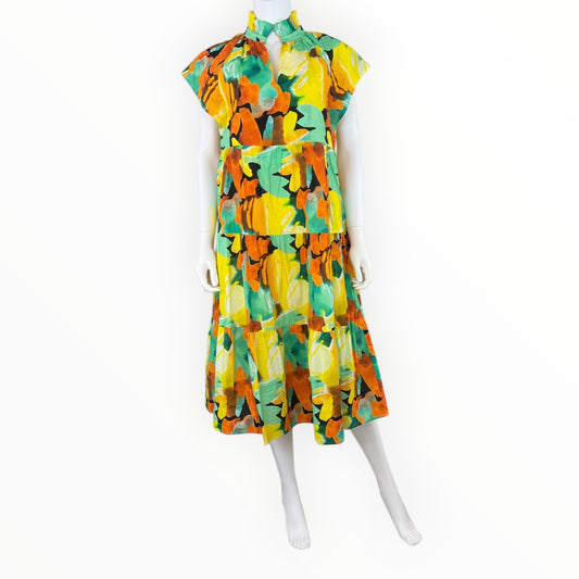Colorful Pinch Women's Tiered Midi Dress Size S