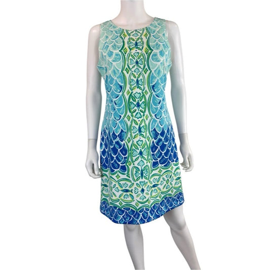 Lilly Pulitzer Blue Perla Scale Back Print Shift Dress Size M
