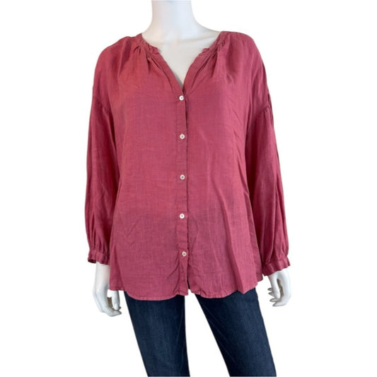 Velvet by Graham & Spencer Red 100% Linen Top Size XL
