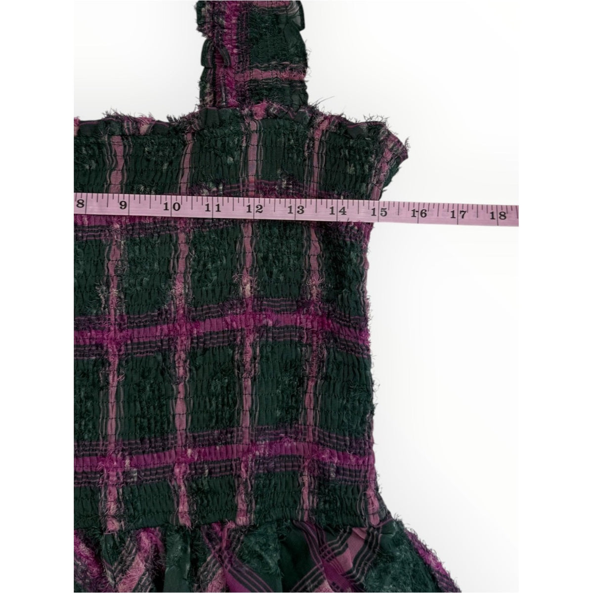 Aureum Green Plaid Smocked Tiered Maxi Dress Size L