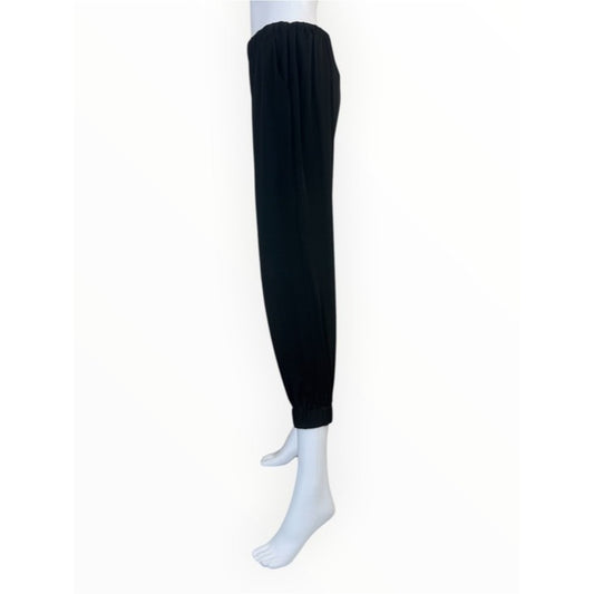 MILLY Black 100% Silk Cropped Joggers Size S