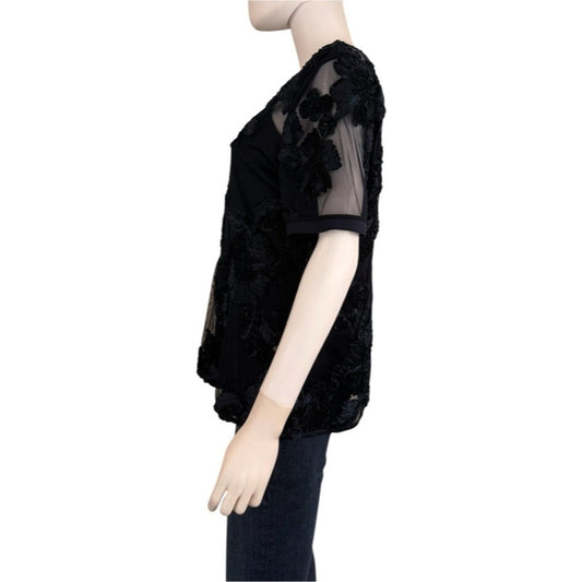 ELIE TAHARI NWT Navy Blue Embroidered Kay Blouse Size M