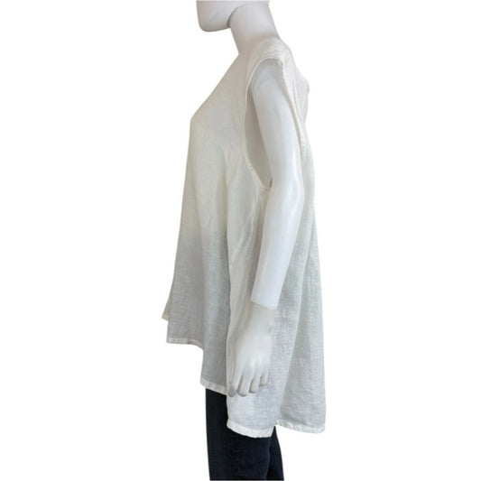 BRYN Walker White 100% Linen Tank Size 2X