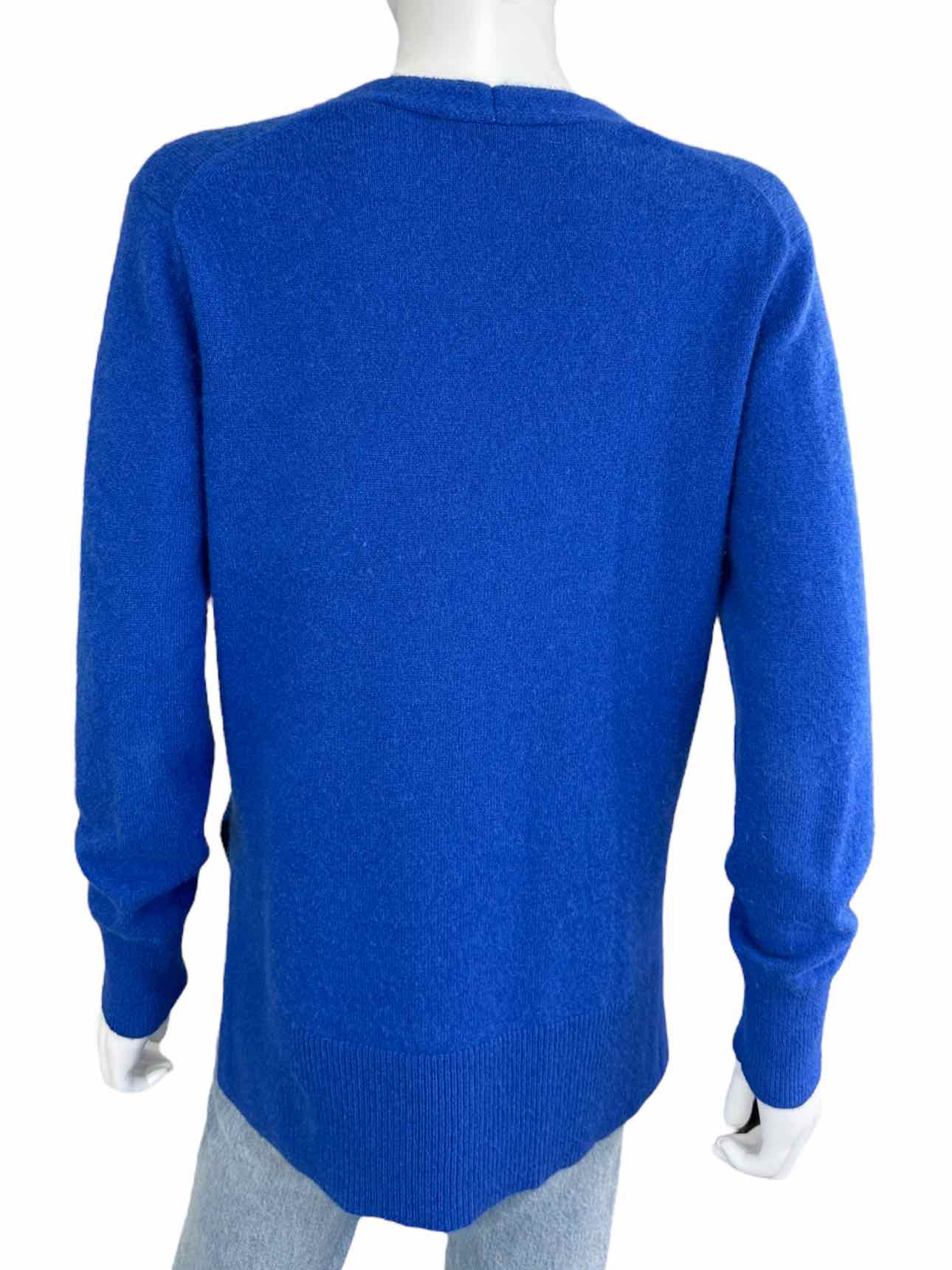 WHITE + WARREN Blue 100% Cashmere V-neck Sweater Size S