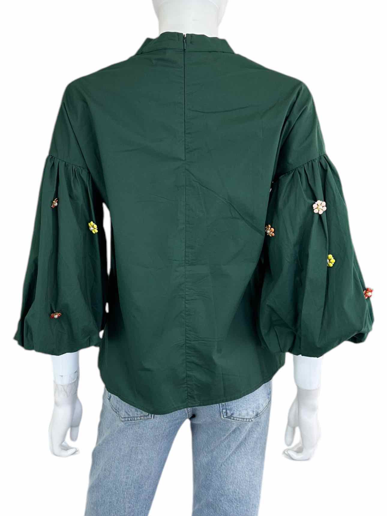 NWT JJ's Fairyland Green Balloon Sleeve Button Blouse Size S
