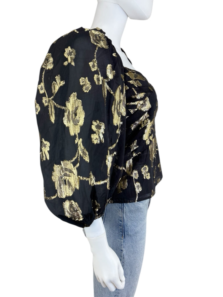 EDITION by EXPRESS NWT Black Metallic Floral Print Blouse Size S