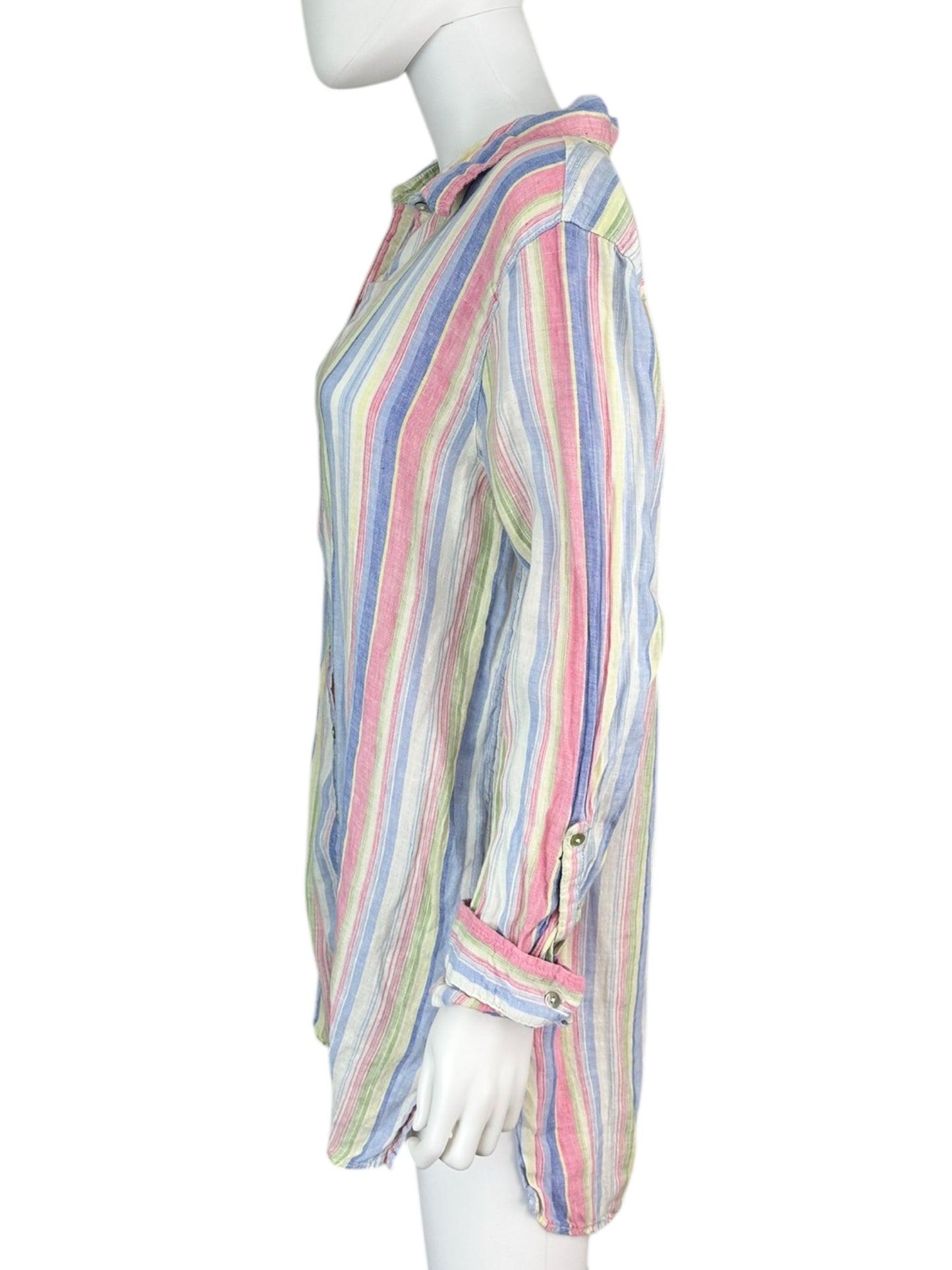 St. Tropez Pastel Stripe 100% Linen Dress Size L