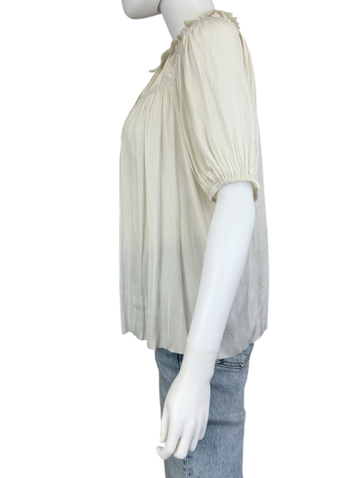 ULLA JOHNSON Sheer White Ruffle Blouse Size 4