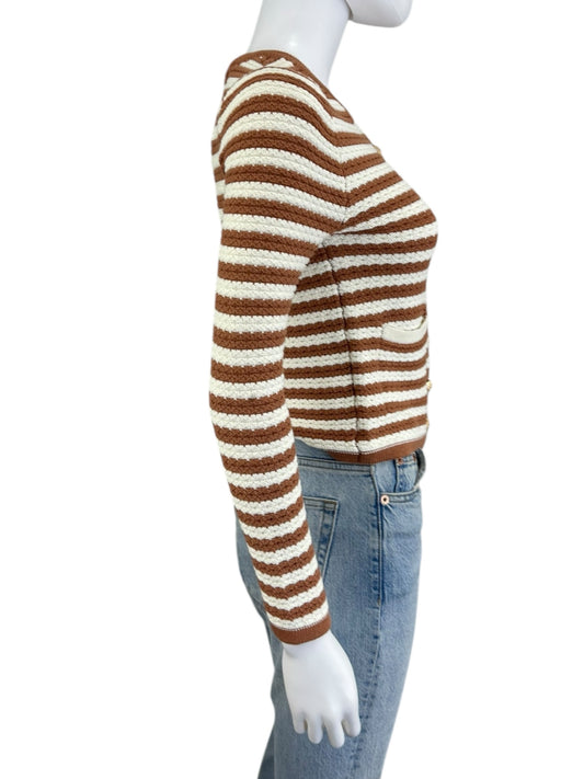 heartloom NWT Brown Striped Sweater Cardigan Size XS