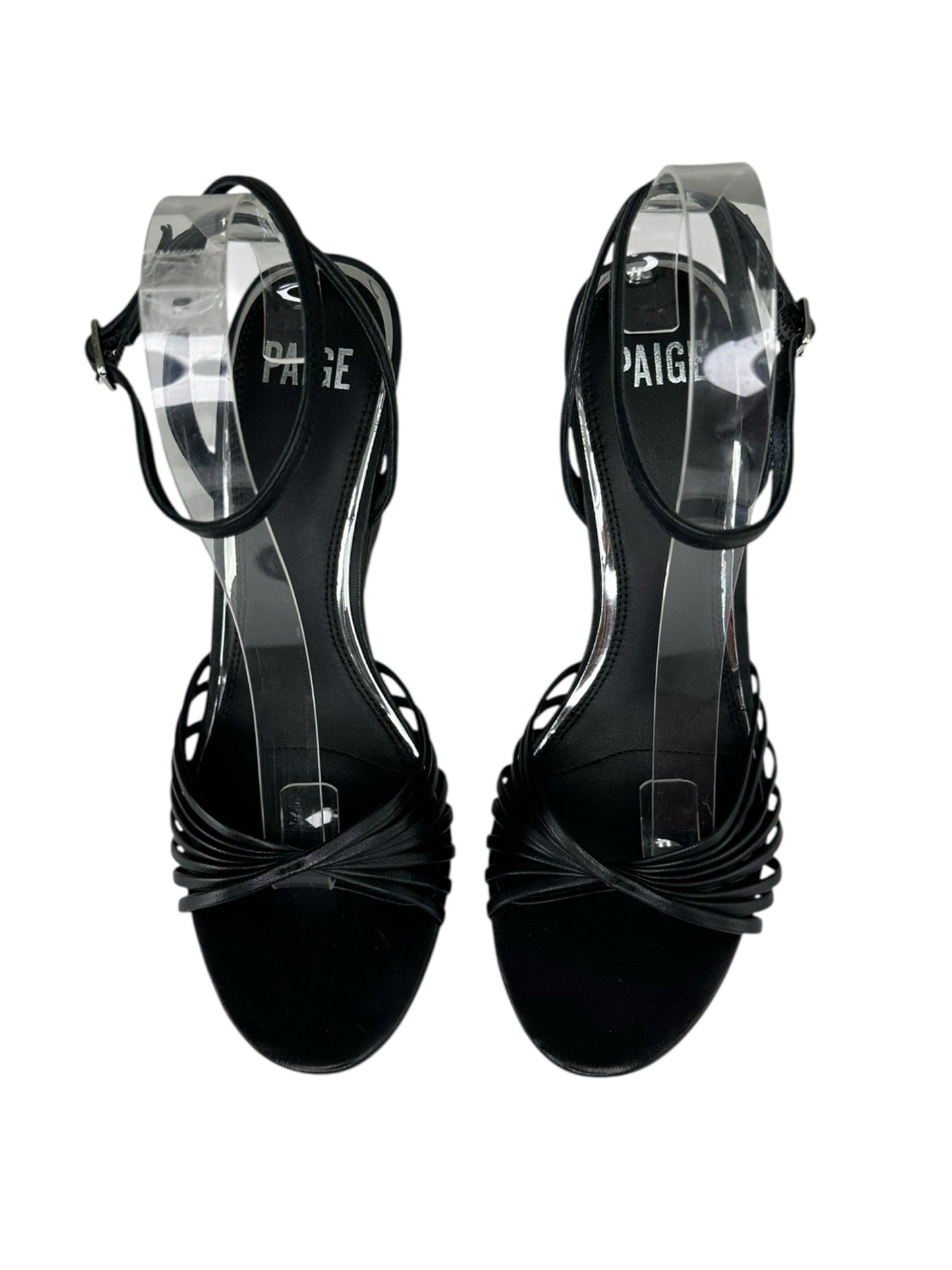 PAIGE Black Sami Ankle Strap Wedge Size 9.5