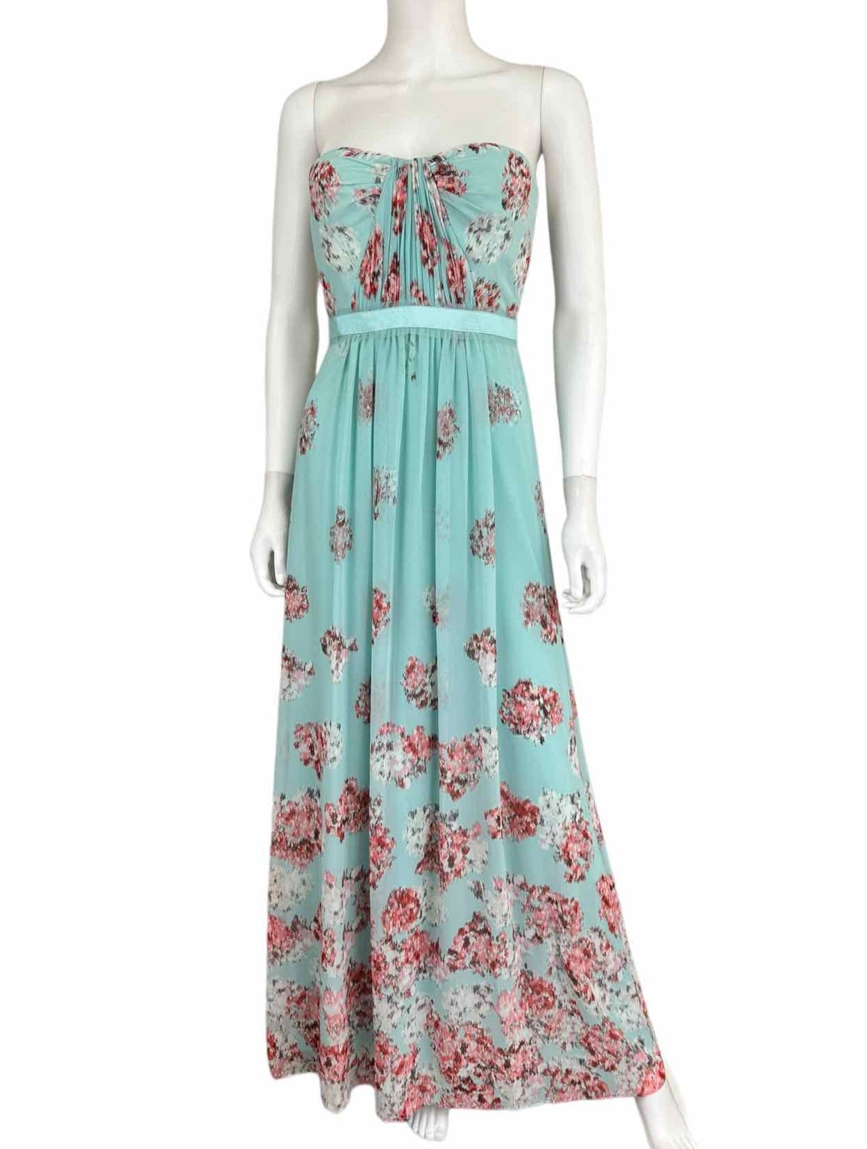 BCBGMAXAZRIA NWT Amber Aqua Floral Print Strapless Cocktail Dress Size 2