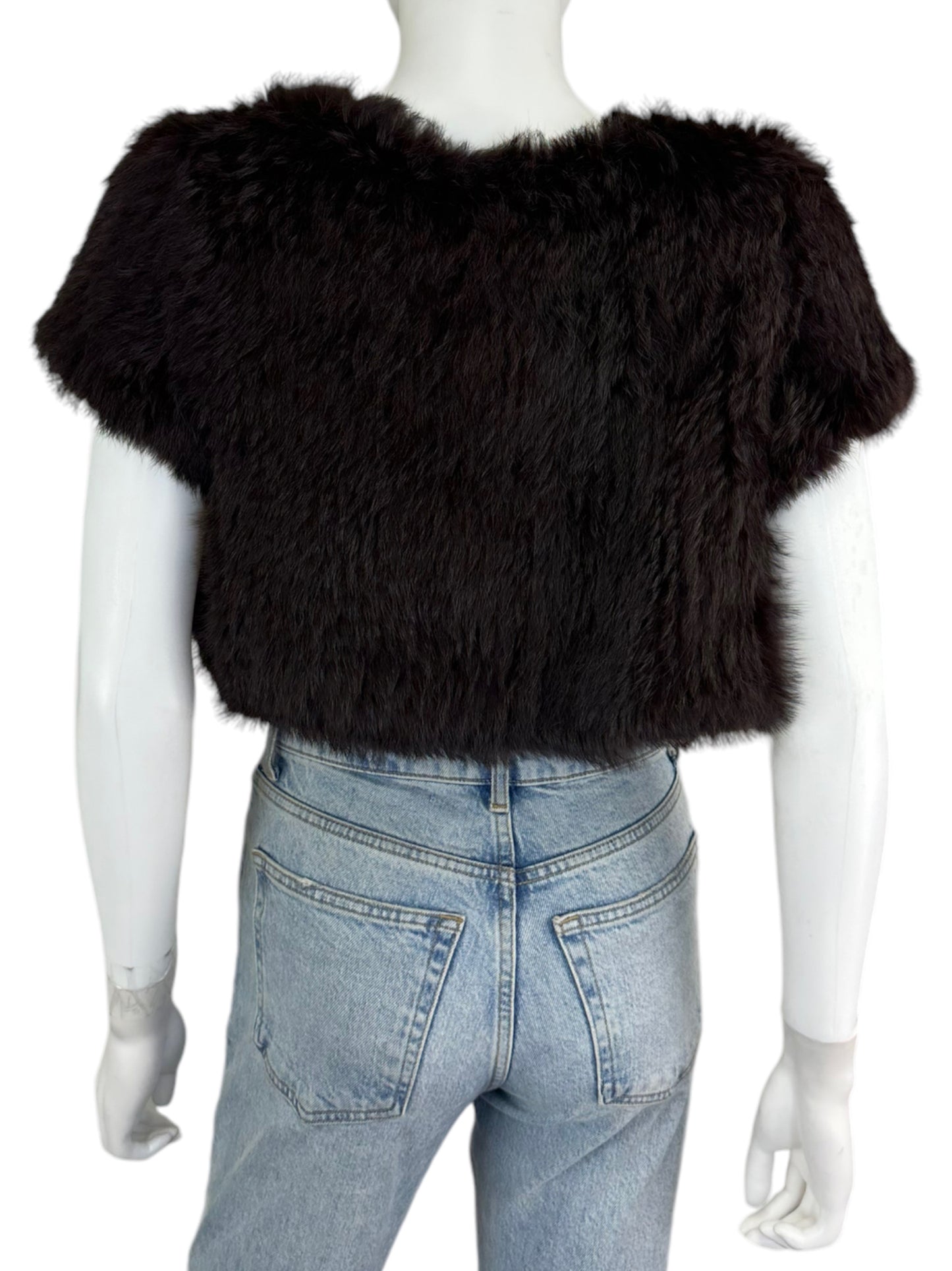 Harry Angel Dark Brown Rabbit Fur cropped Cardigan Size O/S