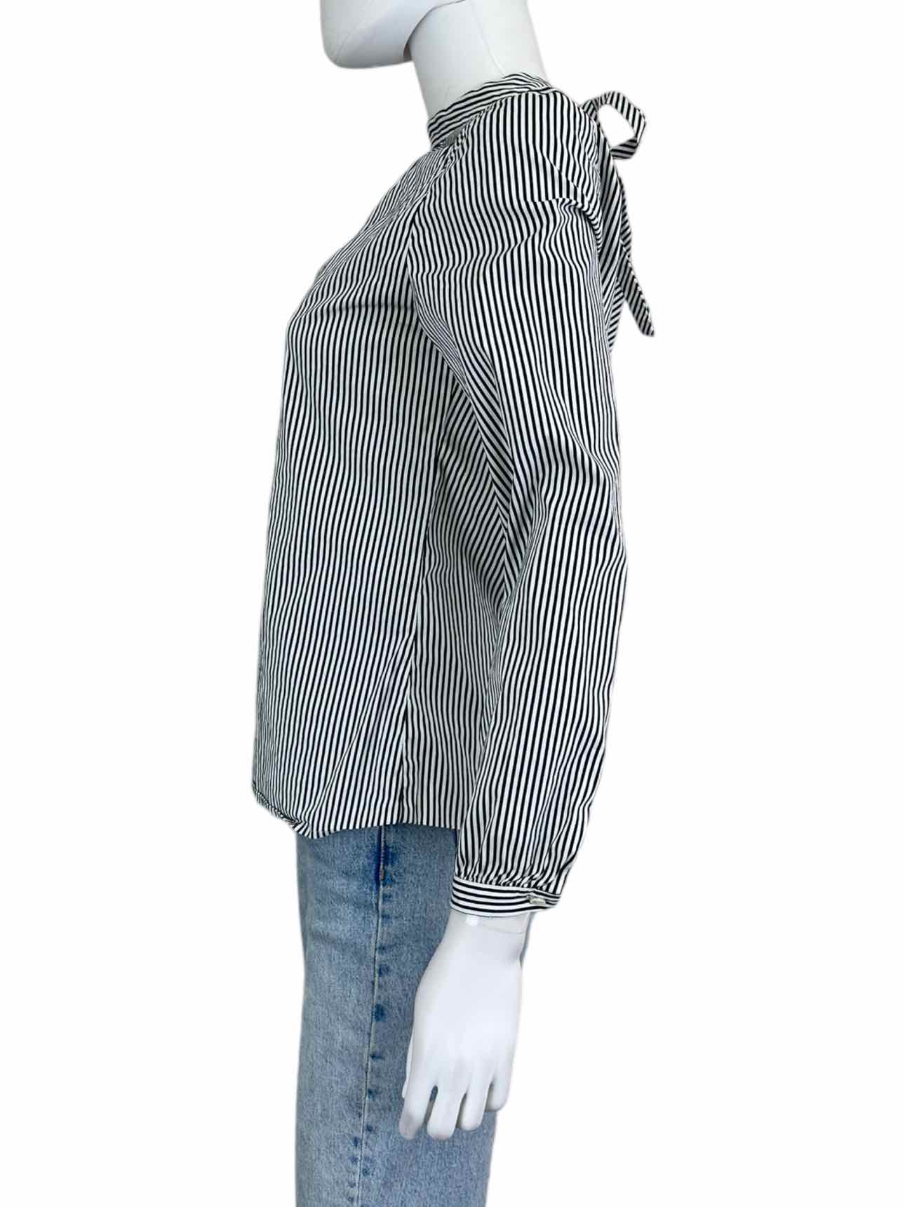 J. McLaughlin Gray and White Striped Blouse Size XS